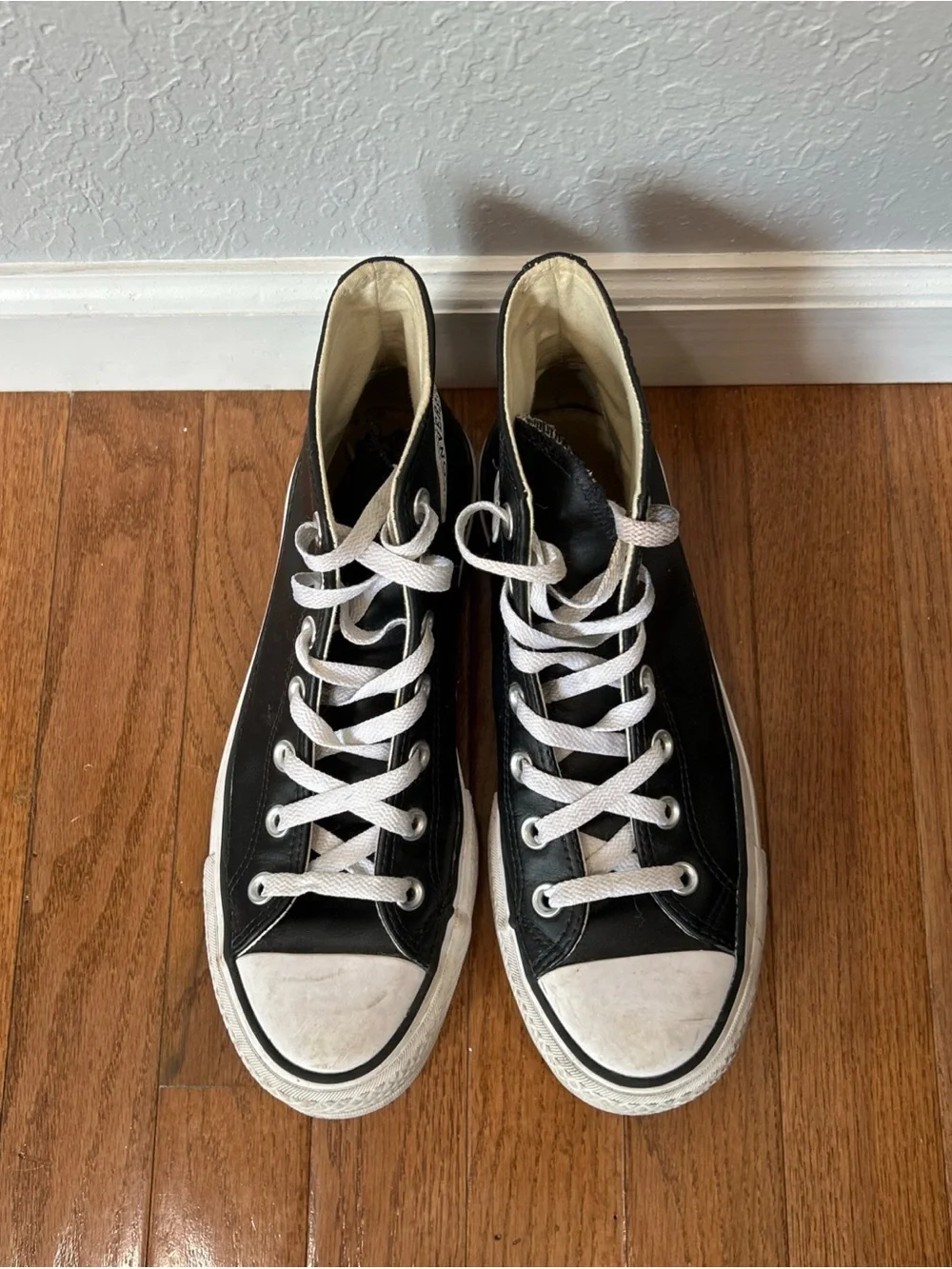 Converse Chuck Taylor Sneakers High Top Platform Leather Women’s Size 7.5 Black - Picture 3 of 12